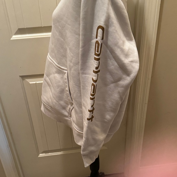 Carhartt Cream Pullover Hoodie with Gold Chest Patch - Picture 3 of 4